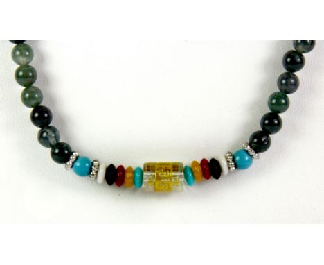 A single strand of spinach jade prayer beads, Dia.6.5mm