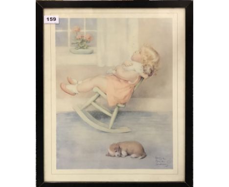 Besse Pease Gutmann, 1930's framed print. 40 x 50 cms.