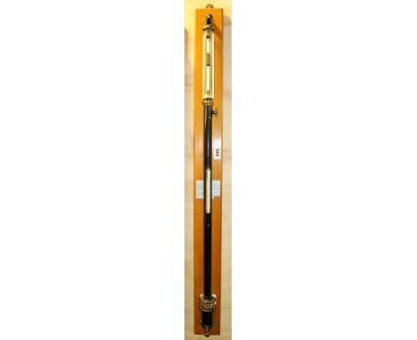An early 20th century Fortin mercury barometer. H.111cms. Tube broken, head glass missing. Prov. Swan Cottage, Thundersley, E