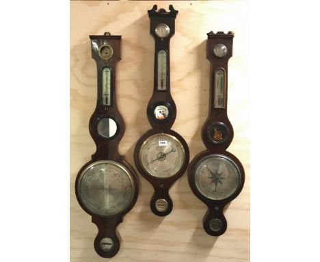 An early 19th century (William IV) flame mahogany veneered mercury barometer by P. Intross of Chatham. H.10cms/102". 10" dial