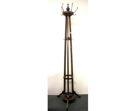 A 1930's oak hat stand, H. 205cm.