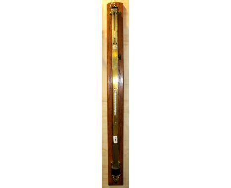 An early 20th century Edney Fortin barometer on an oak back board. No mercury. H. 99cms/38". Prov. Swan Cottage, Thundersley,