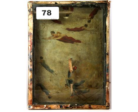 A cased acrobat sand toy automaton, Size 14 x 19 x 7cms.