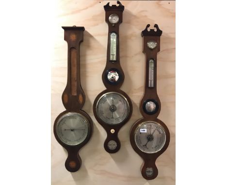 A 19th century mahogany cased mercury barometer H.99cms/39". 8" dial. Prov. Swan Cottage, Thundersley, Essex. Together with a