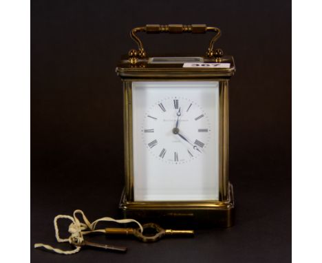 A Matthew Norman brass carriage clock, H. 18cm.