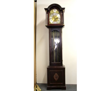 A 20th century mahogany longcase chiming clock by William Widdop. H. 178cms.