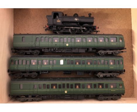 Bachmann OO gauge steam locomotive and Lima three car DMU