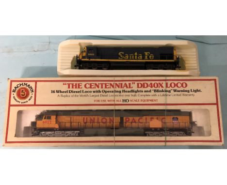 Bachmann HO scale two USA diesel locomotives Union Pacific and Santa Fe 