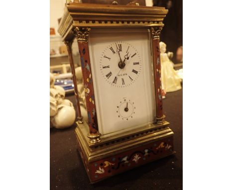 Enamelled chiming brass alarm clock