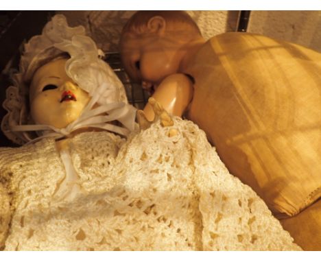 Armand Marseille ceramic headed and limbed doll with stuffed body and one other