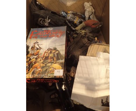 Box of fantasy model figurines including Lord of the Rings Star Trek etc CONDITION REPORT: Fellowship of the Ring has complet