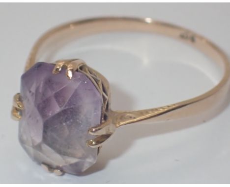 9ct yellow gold amethyst set ring size P 1.7g