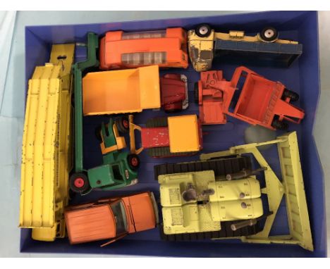 Mixed Corgi and Dinky diecast trucks and tractors