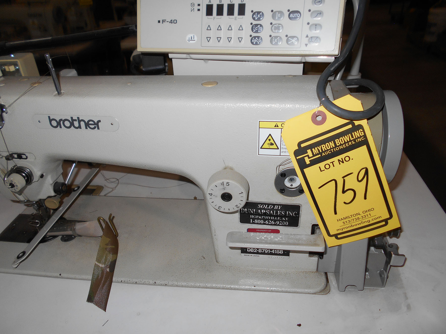 BROTHER SINGLE NEEDLE SEWING MACHINE, MODEL DB2B791415B