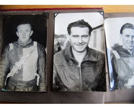 Photos in good order apart from one which is torn. Some album pages loose. Album covers worn
Album Issued by Speedway World.&