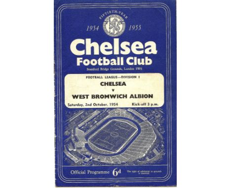 First Division fixture 1954/55.
&nbsp;
October 2nd, 1954. Light fold and match details noted, otherwise good.
&nbsp;