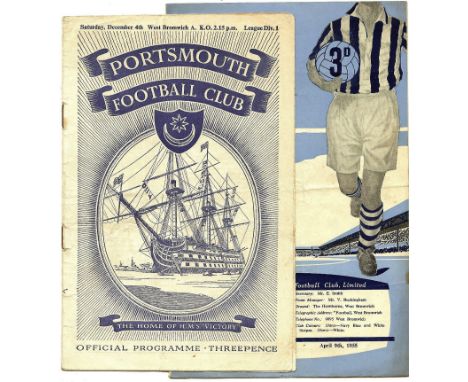 First Division fixtures 1954-55. &nbsp;&nbsp;
&nbsp;
At Portsmouth December 4th, 1954. Rusty staple/marks, slight wear to cov