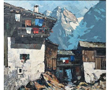 Blädel, Fritz (1903 München - wohl 1950 Nürnberg)"Abendstimmung in Tyrol". Öl auf Leinwand, erste Hälfte 20. Jh. Unten rechts