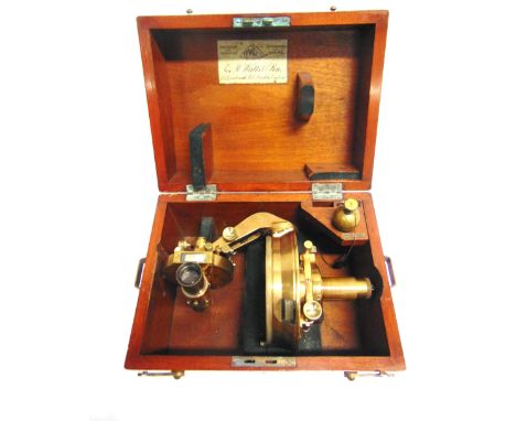 A BRASS SURVEYING INSTRUMENT, BY E.R. WATTS &amp; SON, LONDON  incorporating a large compass and a short sight tube, in a fit