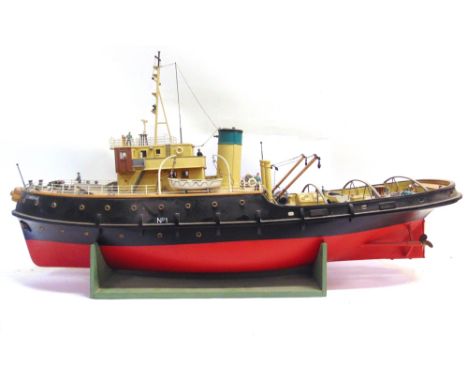 NAUTICALIA - A HAND-BUILT MODEL OF THE TWIN-SCREW TUG 'CUMBRAE', CLYDE PILOTAGE AUTHORITY, GLASGOW  of glass reinforced plast