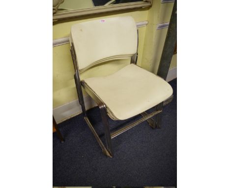 A set of five vintage GF 40/4 fireproof stacking chairs,&nbsp;designed by David Rowland. 