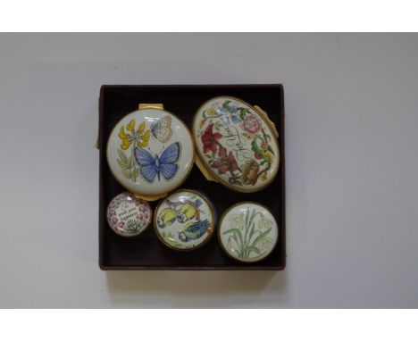 Five Halcyon Days and Crummles enamel boxes. 