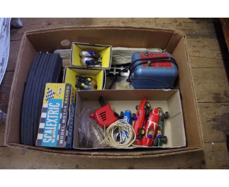 Scalextric:&nbsp;a collection of vintage items, to include two Motorcycle sidecars, some boxed, (several items repainted). 