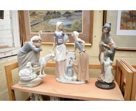 Three large Nao figure groups, largest 39.5cm high.&nbsp; 
