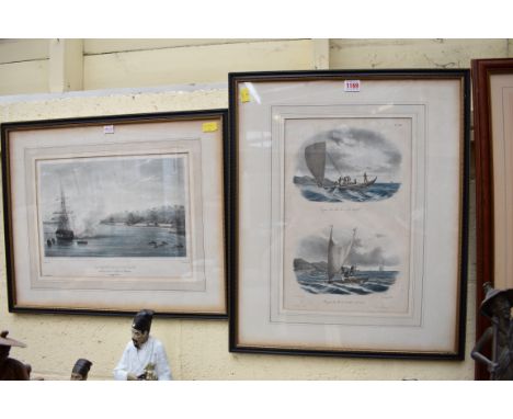 After Louis Auguste de Saison, 'La Corvette L'Astrolabe', colour lithograph, I.21.5 x 34.5cm; together with another similar o