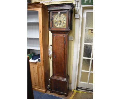 A George III oak and walnut crossbanded eight day longcase clock,&nbsp;the 11in square brass and silvered dial inscribed 'Sam