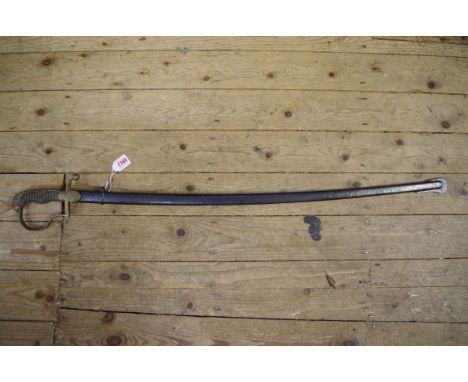 A German Imperial artillery officer's sword and steel scabbard,&nbsp;with&nbsp;75cm blade. 