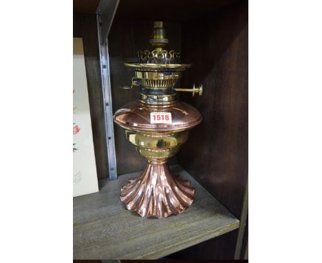 A Benson style copper and brass oil lamp. 