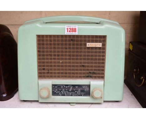 A vintage Ekco green plastic radio, Type U122 receiver.&nbsp;&nbsp; 