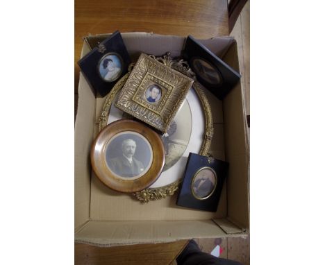 A small collection of portrait miniatures, silhouettes and other photographic examples. (6) 