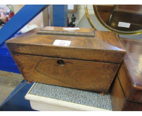 ROSEWOOD SARCOPHAGUS FORMED TEA CADDY (A/F)    