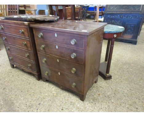 19TH CENTURY MAHOGANY COMMODE CHEST WITH LIFT UP LID FORMED AS A FOUR FULL WIDTH DRAWER CHEST WITH EBONY BANDING    