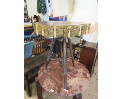 19TH CENTURY MAHOGANY HEXAGONAL TOP GIPSY TABLE WITH BOBBIN TURNED SUPPORTS    