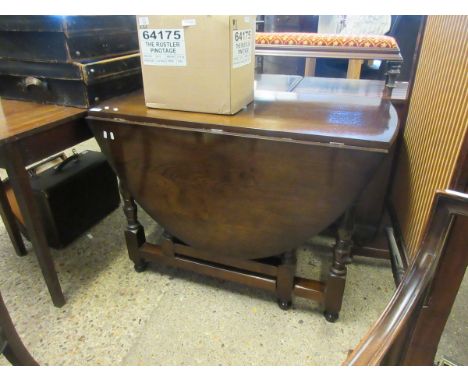 MID-20TH CENTURY OAK FRAMED DROP LEAF GATE LEG TABLE    