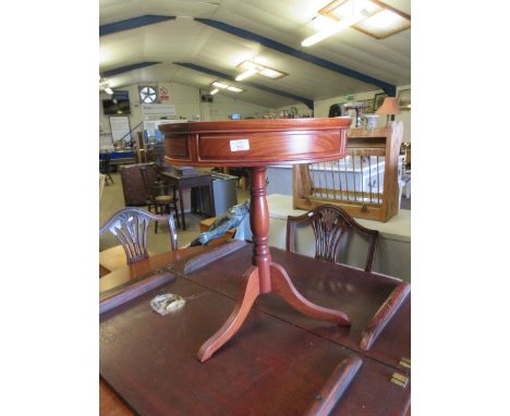 EASTERN HARDWOOD CIRCULAR TABLE WITH TWO DRAWERS ON A TRIPOD BASE    