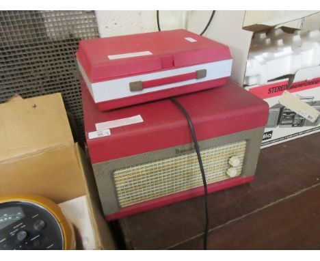 FIDELITY RED PLASTIC CASED RECORD PLAYER TOGETHER WITH A DANSETTE RECORD PLAYER (2)    