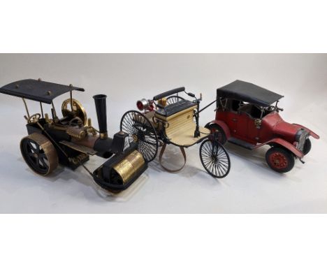 A brass and black steam roller 'Old Smoky' probably by Wilesco, together with a Franklin Mint die-cast model of a Mercedes Be