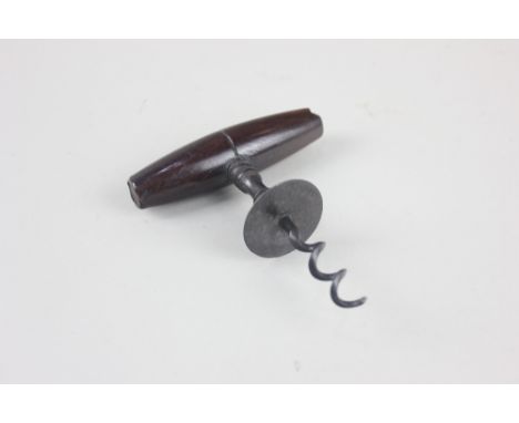 A Henshall type corkscrew wooden handle and unmarked button with flat underside 10.5cm