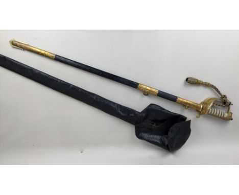 An Elizabeth II Royal Navy officers dress sword to V GREAVES RN, with scabbard and cover