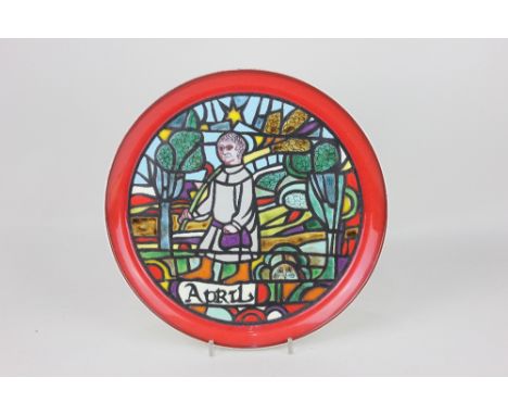 A Poole Pottery Medieval Calendar Series limited edition plate for April, designed by Tony Morris, numbered 307 / 1000, issue