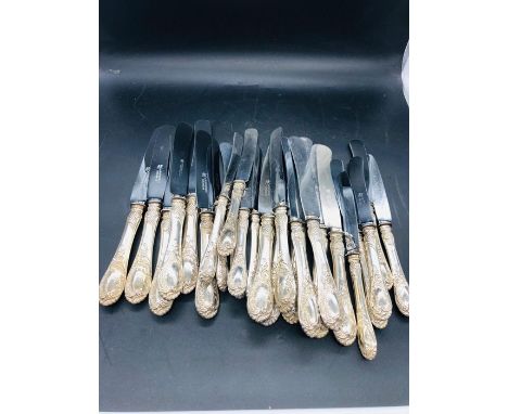 A Selection of Continental Silver (Marked 800) handled knives