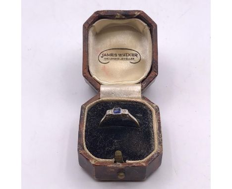 A 18 ct and Platinum Sapphire and Diamond Ring (1.9g) Size O