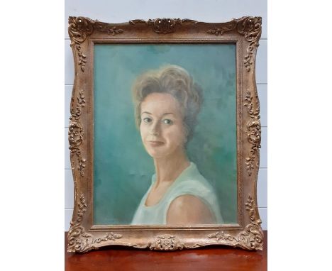 A 20th century English school, "Bust portrait of a lady", signed "GB Cook" lower left, oil on canvas, within a French Regency