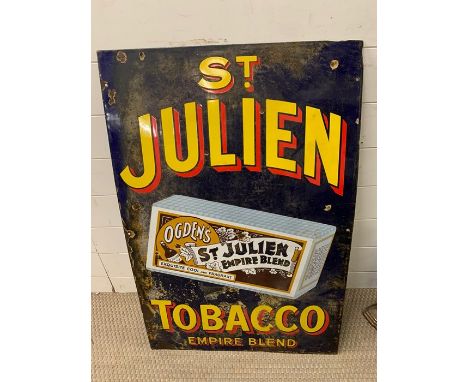 An Original Enamel Sign for 'St Julian Tobacco' 61 cm x 92cm.