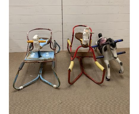 Vintage children's rockers on metal frame, rocking horses 