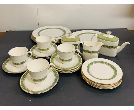 A selection of Royal Doulton "Rondelay" china tea service to include a tea pot, dinner plates etc 